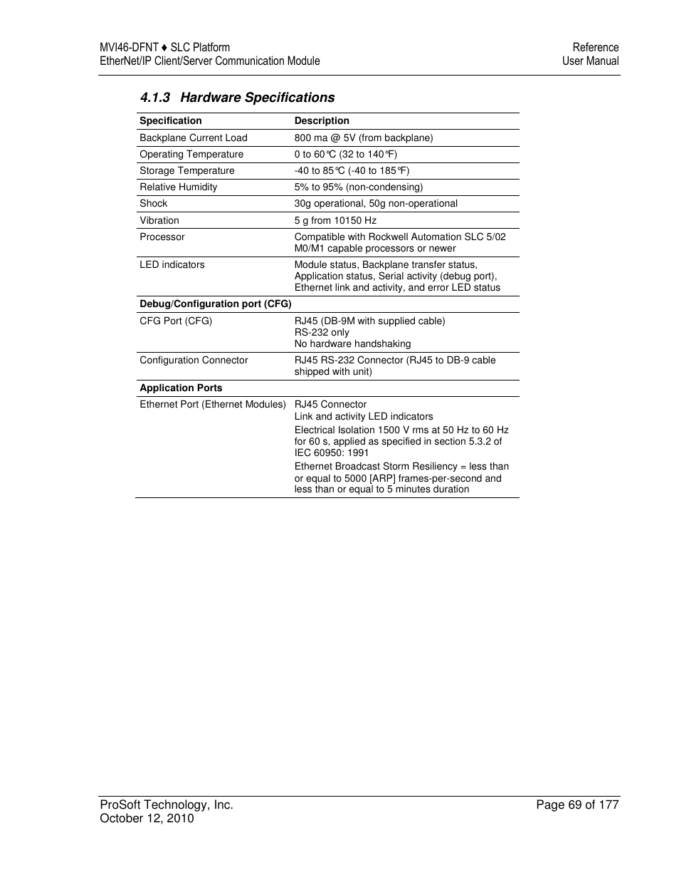 ProSoft Technology MVI46-DFNT User Manual | Page 69 / 177