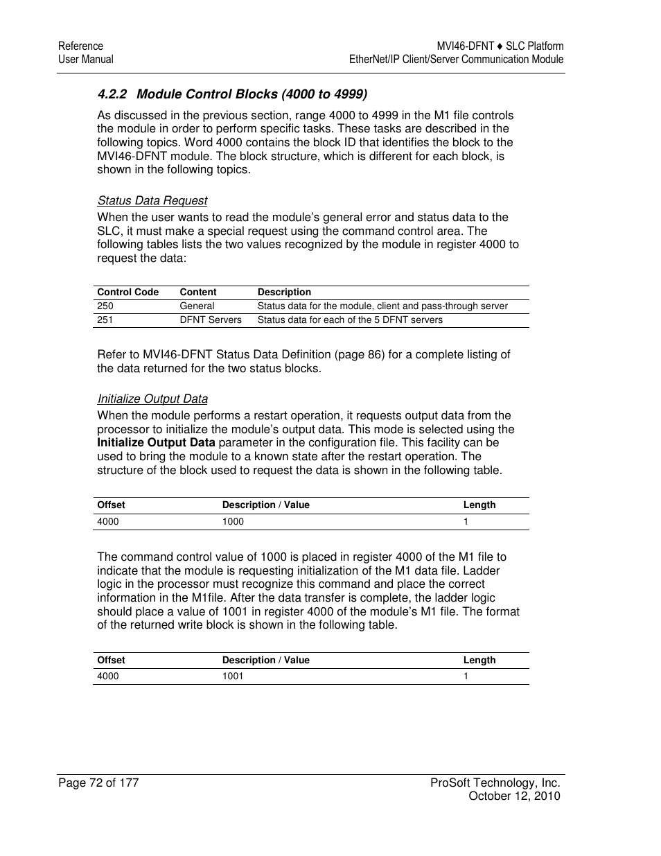 ProSoft Technology MVI46-DFNT User Manual | Page 72 / 177