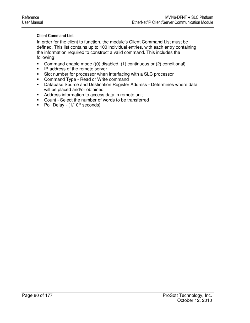ProSoft Technology MVI46-DFNT User Manual | Page 80 / 177