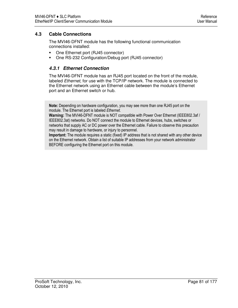 ProSoft Technology MVI46-DFNT User Manual | Page 81 / 177