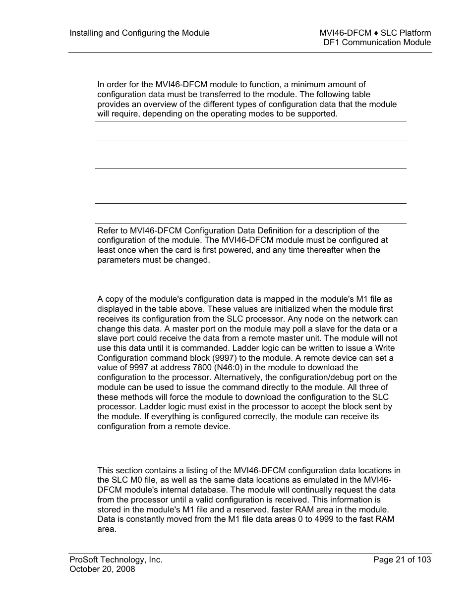 Module configuration, Mvi46-dfcm configuration, Module | Configuration, Mvi46-dfcm | ProSoft Technology MVI46-DFCM User Manual | Page 21 / 103