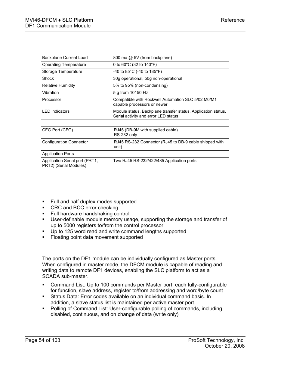 ProSoft Technology MVI46-DFCM User Manual | Page 54 / 103