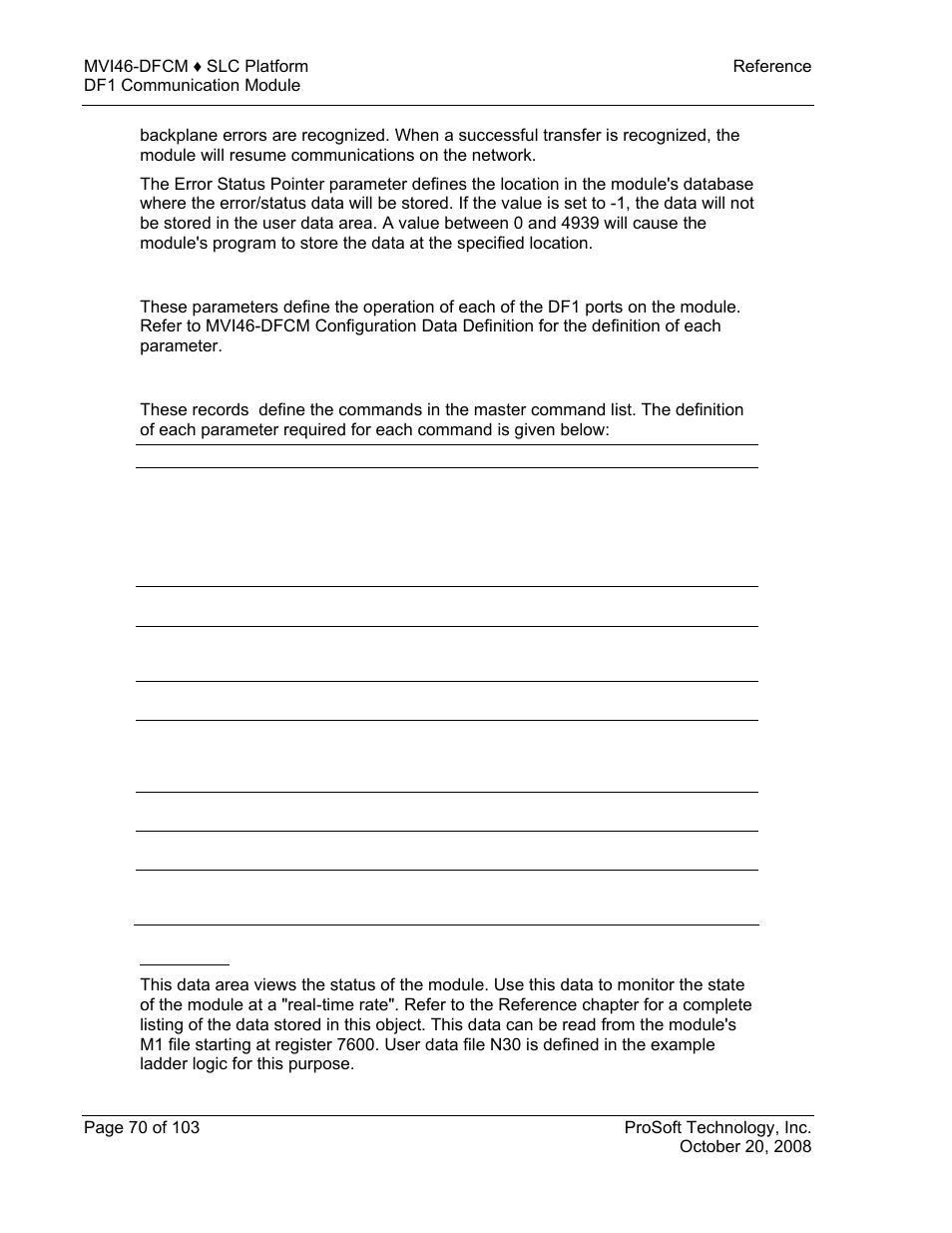 ProSoft Technology MVI46-DFCM User Manual | Page 70 / 103