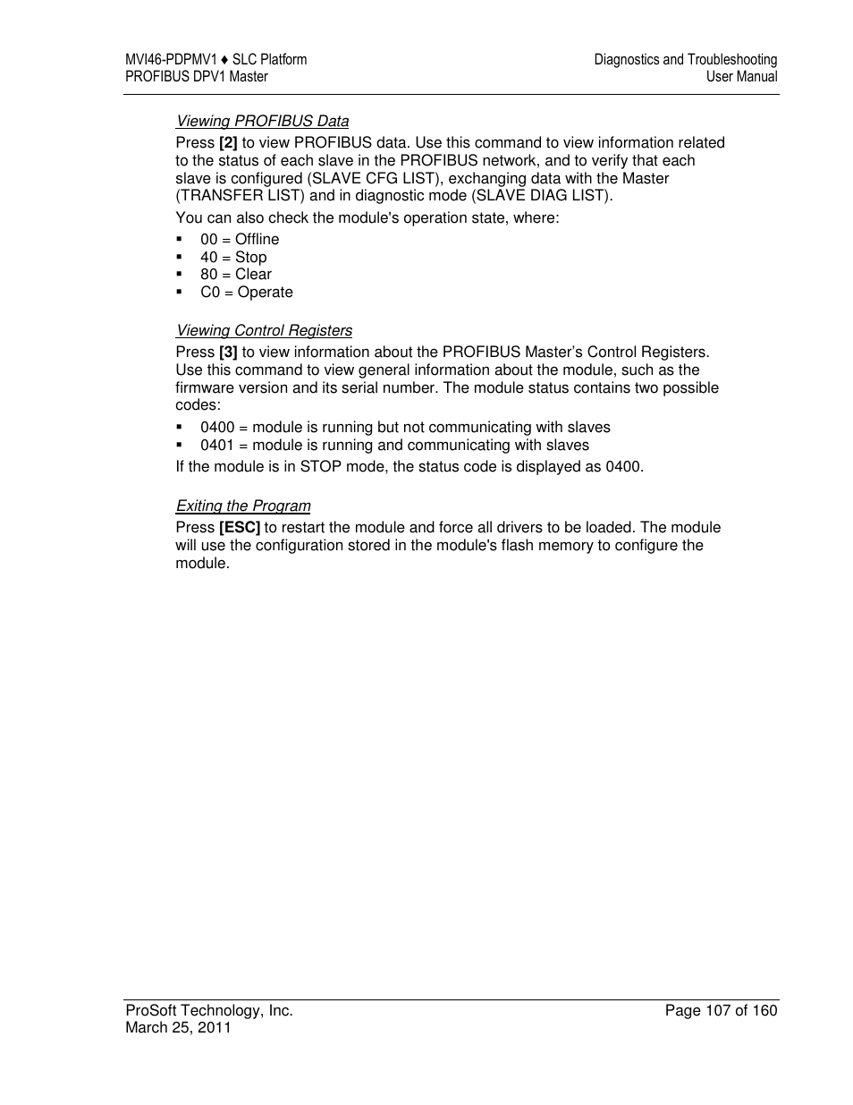 ProSoft Technology MVI46-PDPMV1 User Manual | Page 107 / 160