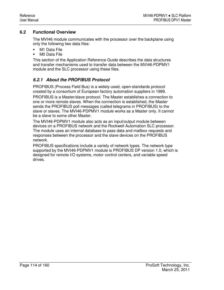 ProSoft Technology MVI46-PDPMV1 User Manual | Page 114 / 160