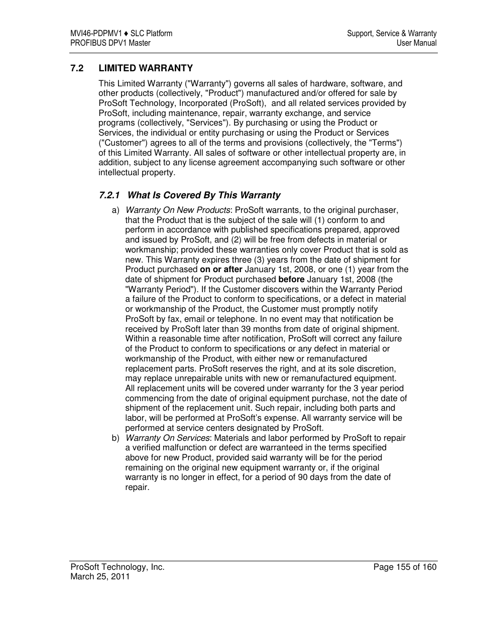 ProSoft Technology MVI46-PDPMV1 User Manual | Page 155 / 160