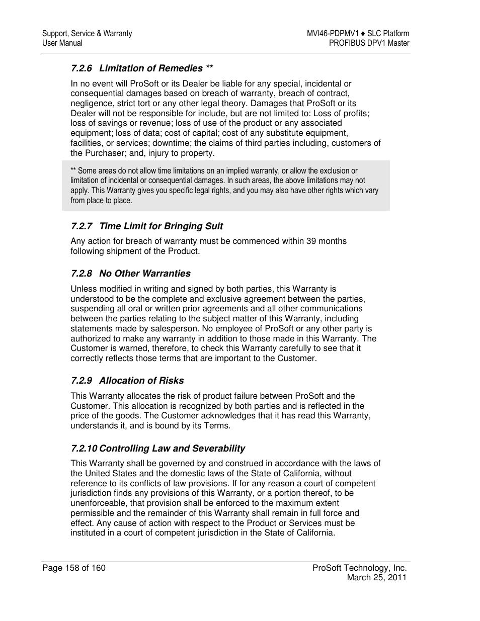 ProSoft Technology MVI46-PDPMV1 User Manual | Page 158 / 160