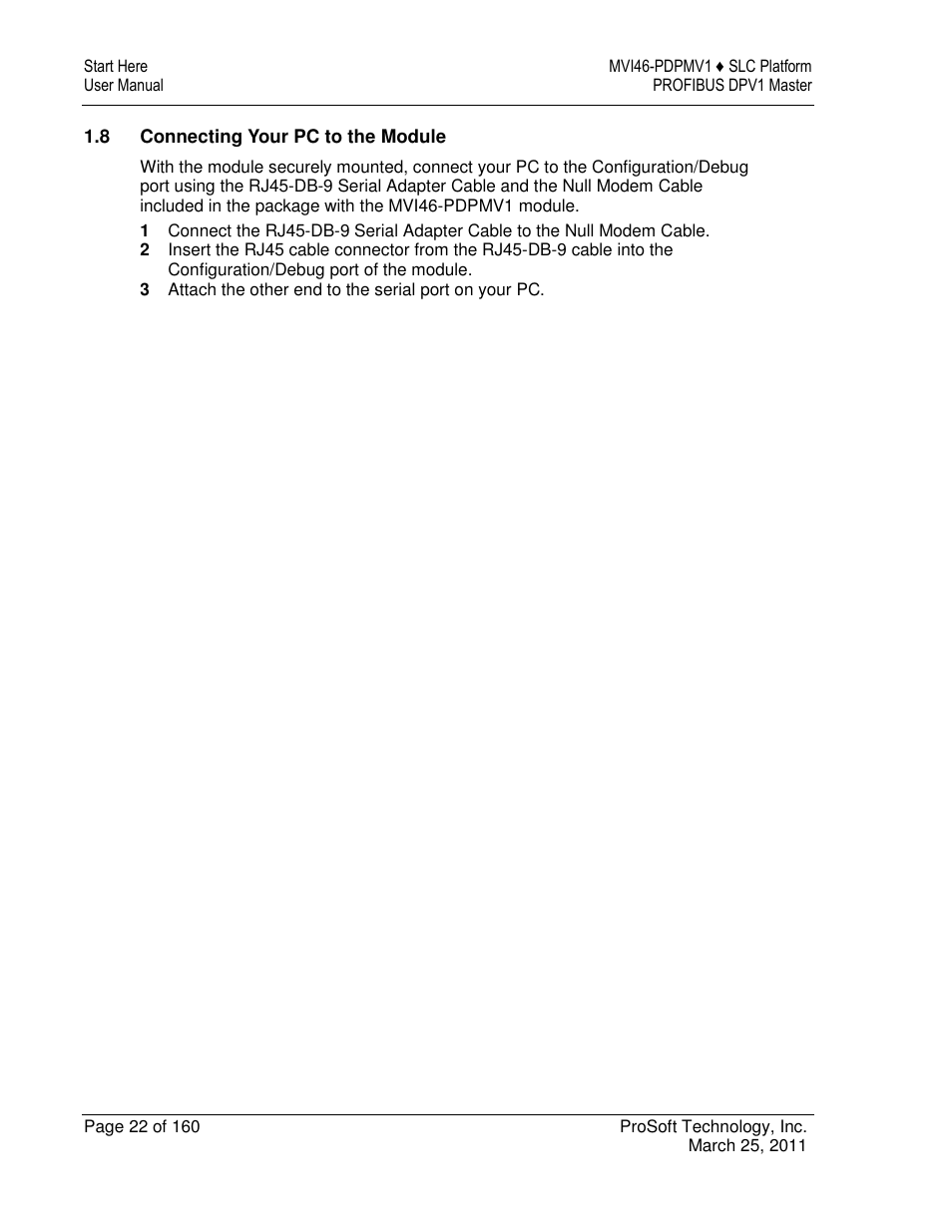 ProSoft Technology MVI46-PDPMV1 User Manual | Page 22 / 160