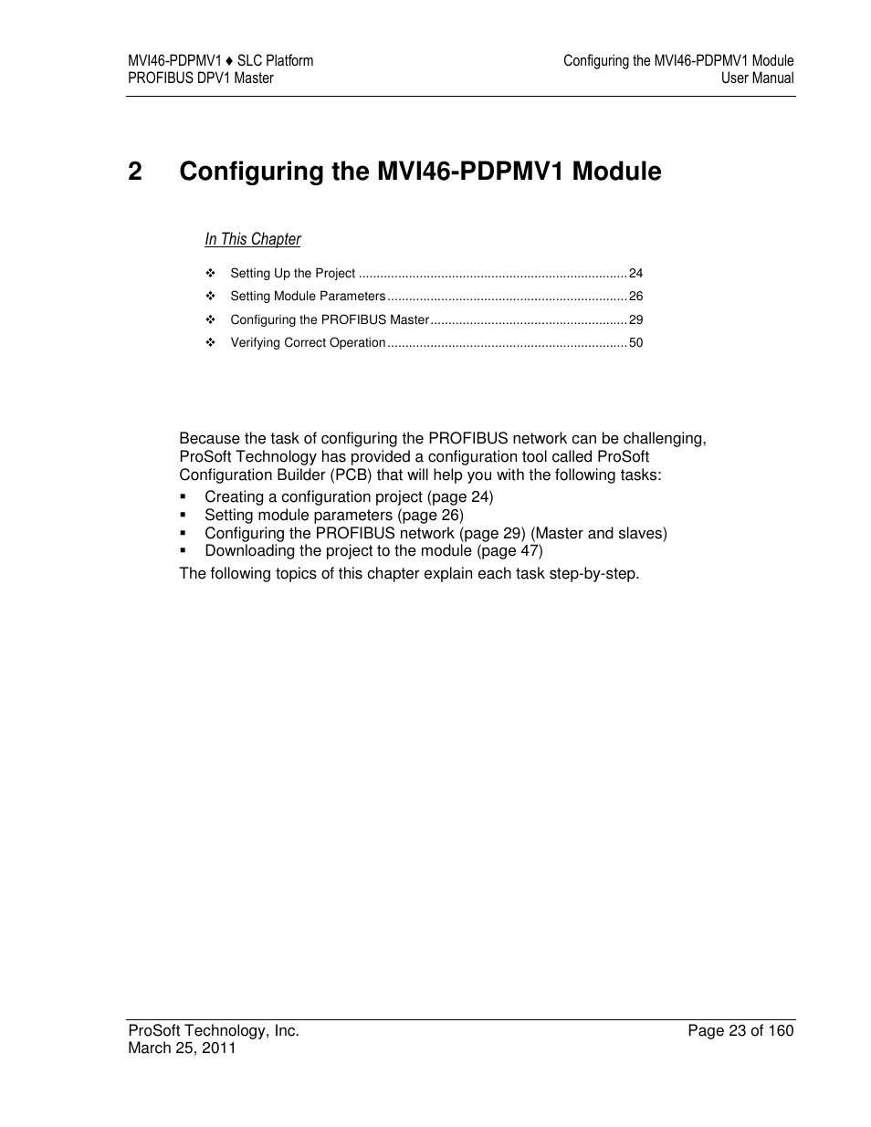 2configuring the mvi46-pdpmv1 module | ProSoft Technology MVI46-PDPMV1 User Manual | Page 23 / 160