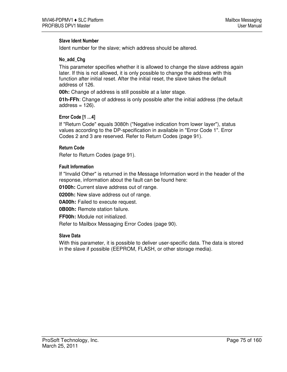 ProSoft Technology MVI46-PDPMV1 User Manual | Page 75 / 160