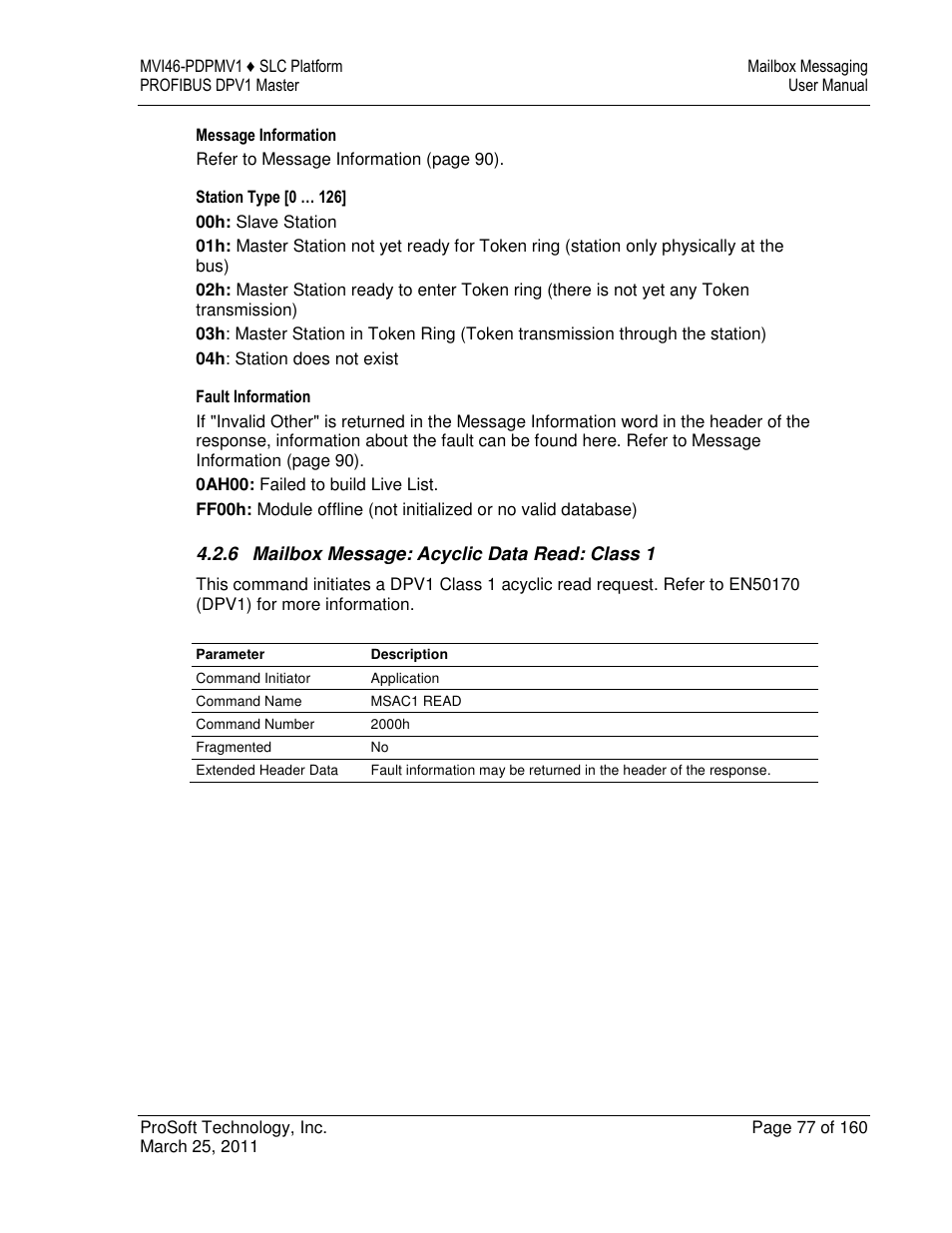 ProSoft Technology MVI46-PDPMV1 User Manual | Page 77 / 160