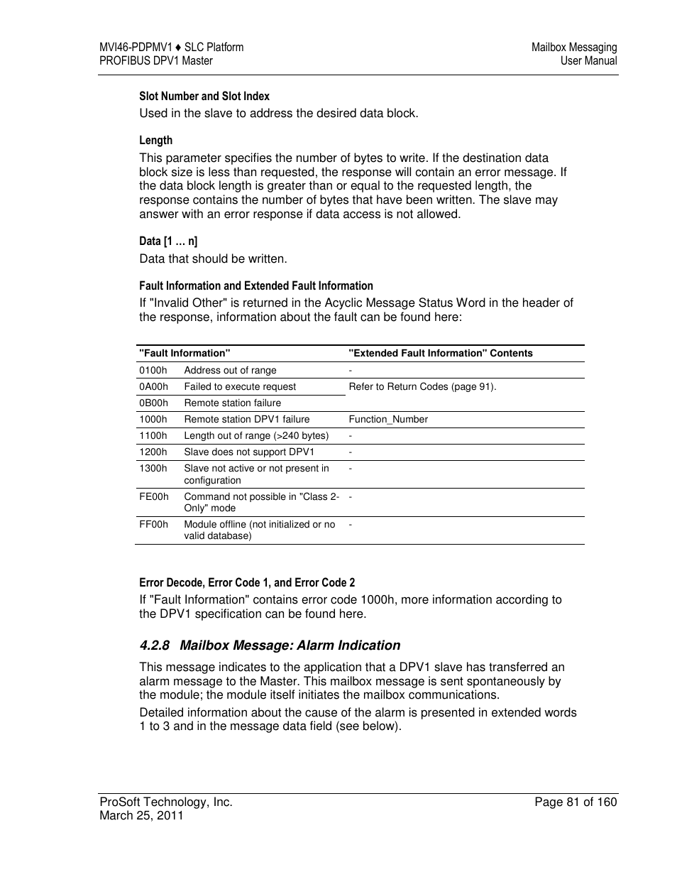 ProSoft Technology MVI46-PDPMV1 User Manual | Page 81 / 160