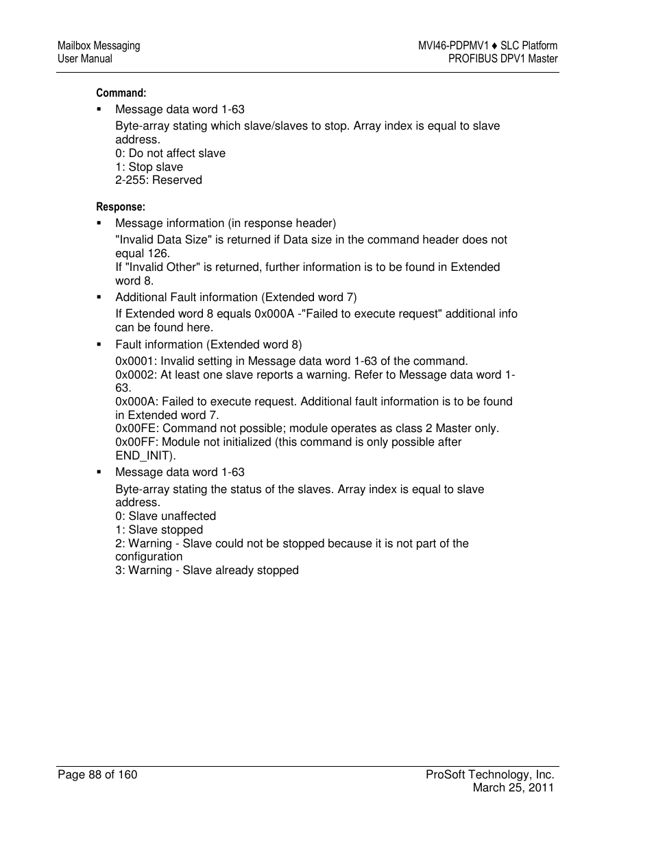 ProSoft Technology MVI46-PDPMV1 User Manual | Page 88 / 160