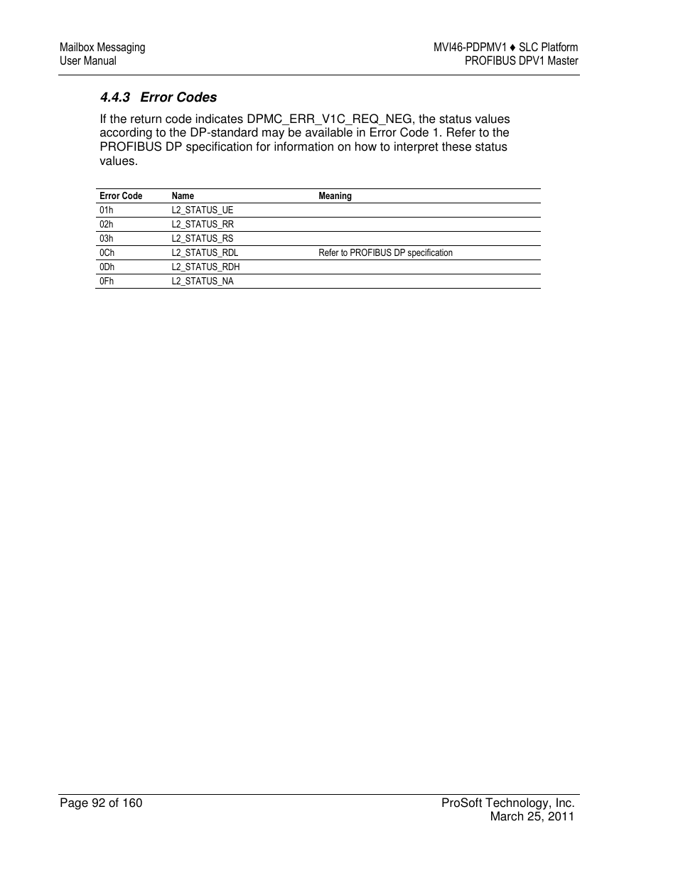 ProSoft Technology MVI46-PDPMV1 User Manual | Page 92 / 160