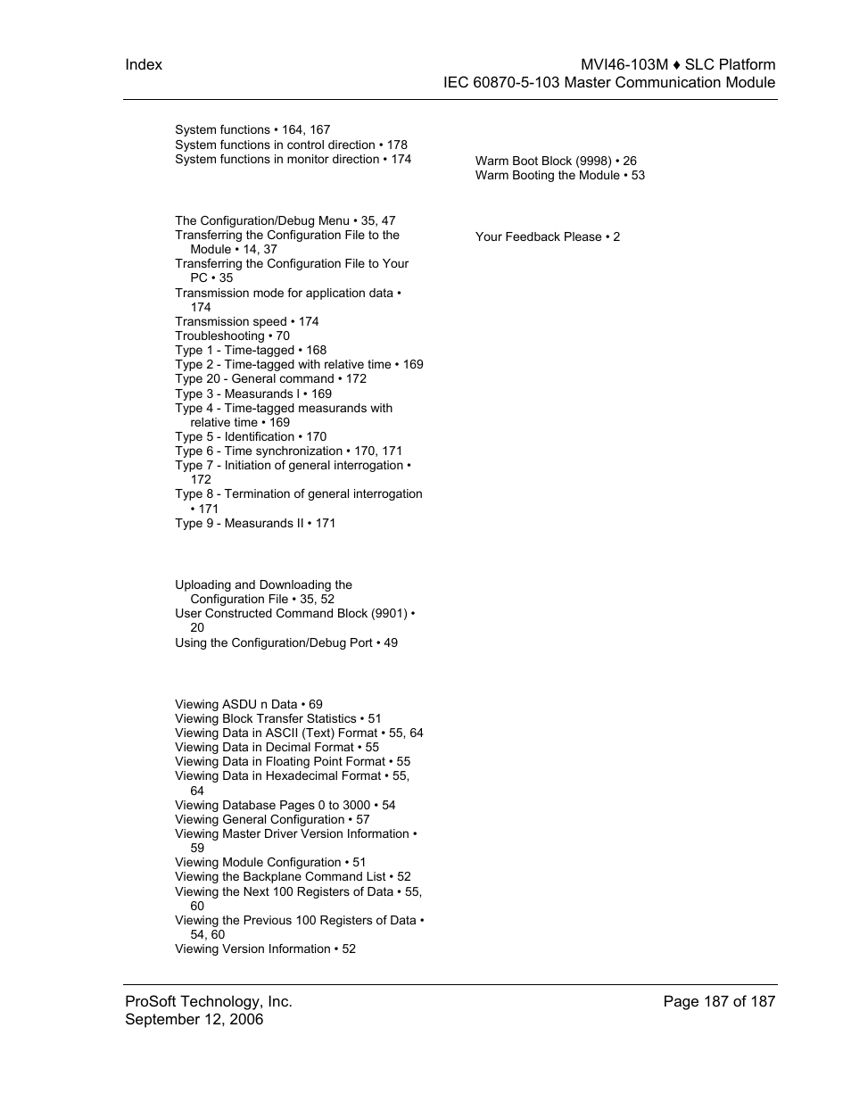 ProSoft Technology MVI46-103M User Manual | Page 187 / 187