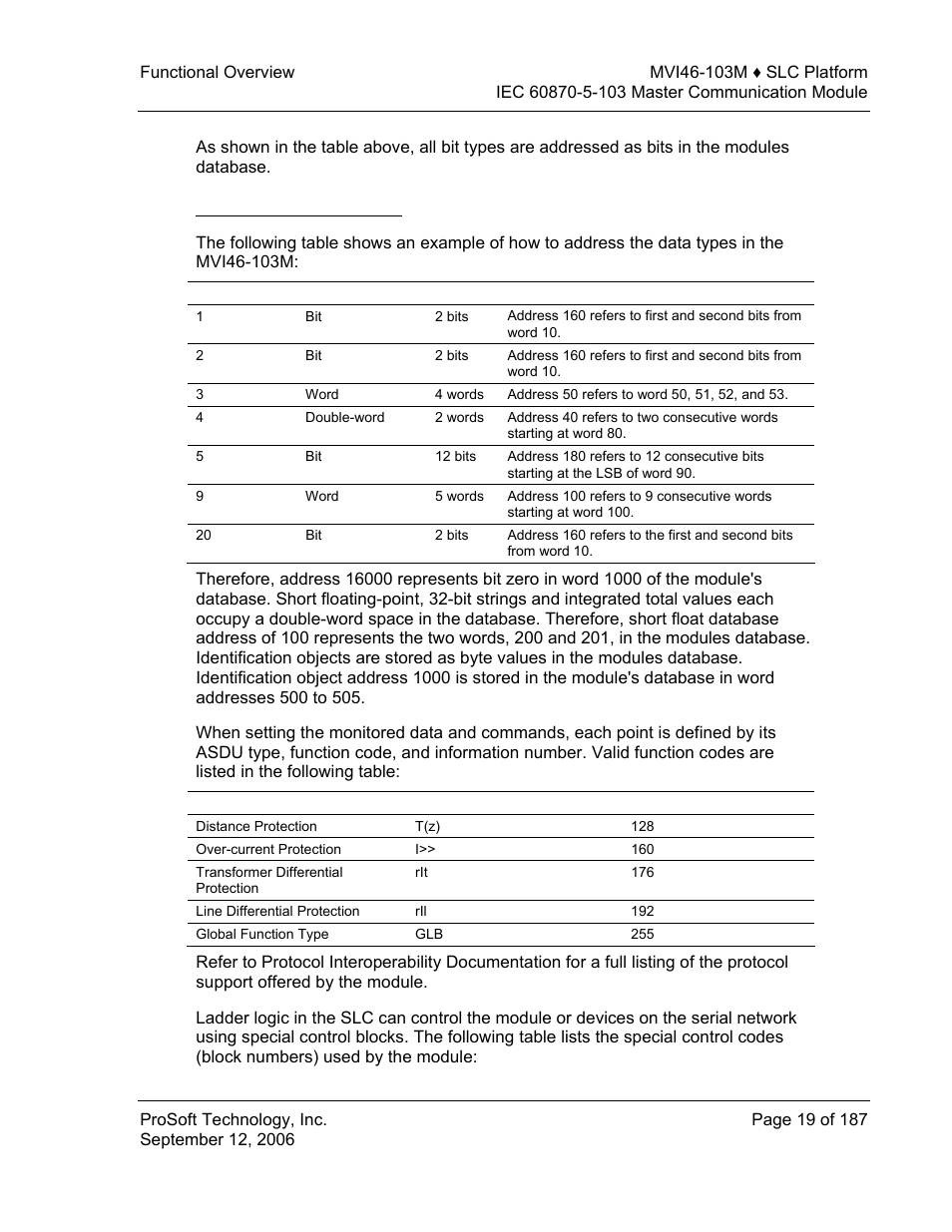 Addressing the data types | ProSoft Technology MVI46-103M User Manual | Page 19 / 187