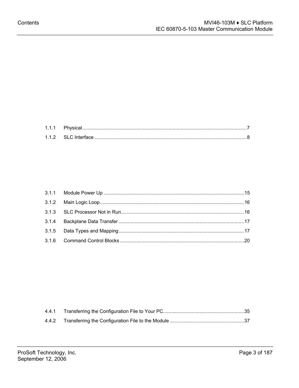 ProSoft Technology MVI46-103M User Manual | Page 3 / 187