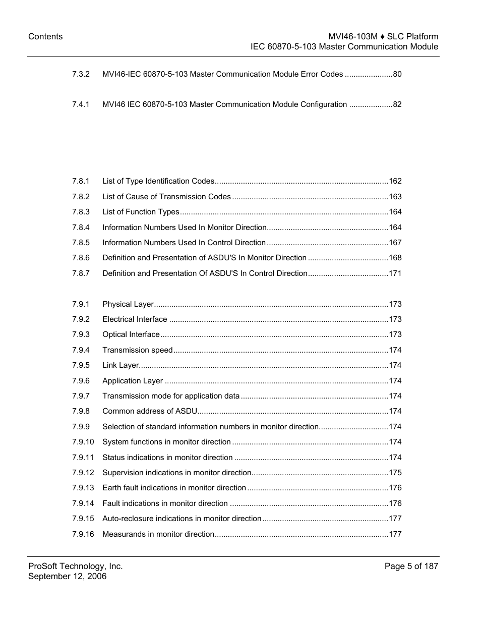 ProSoft Technology MVI46-103M User Manual | Page 5 / 187