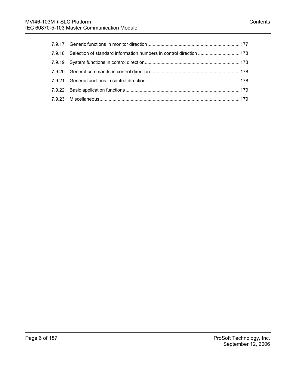ProSoft Technology MVI46-103M User Manual | Page 6 / 187