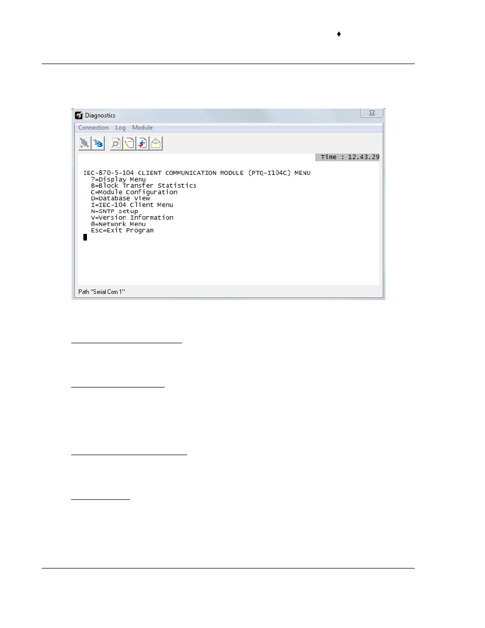Displaying the current menu, Block transfer statistics, Viewing module configuration | Database view | ProSoft Technology PTQ-104C User Manual | Page 102 / 136