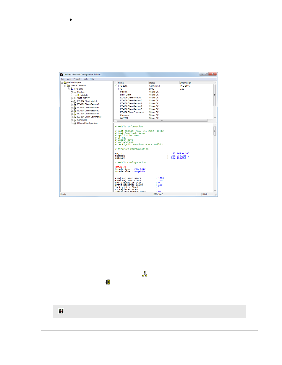 2 setting module parameters, Configuring module parameters, Setting module parameters | ProSoft Technology PTQ-104C User Manual | Page 41 / 136