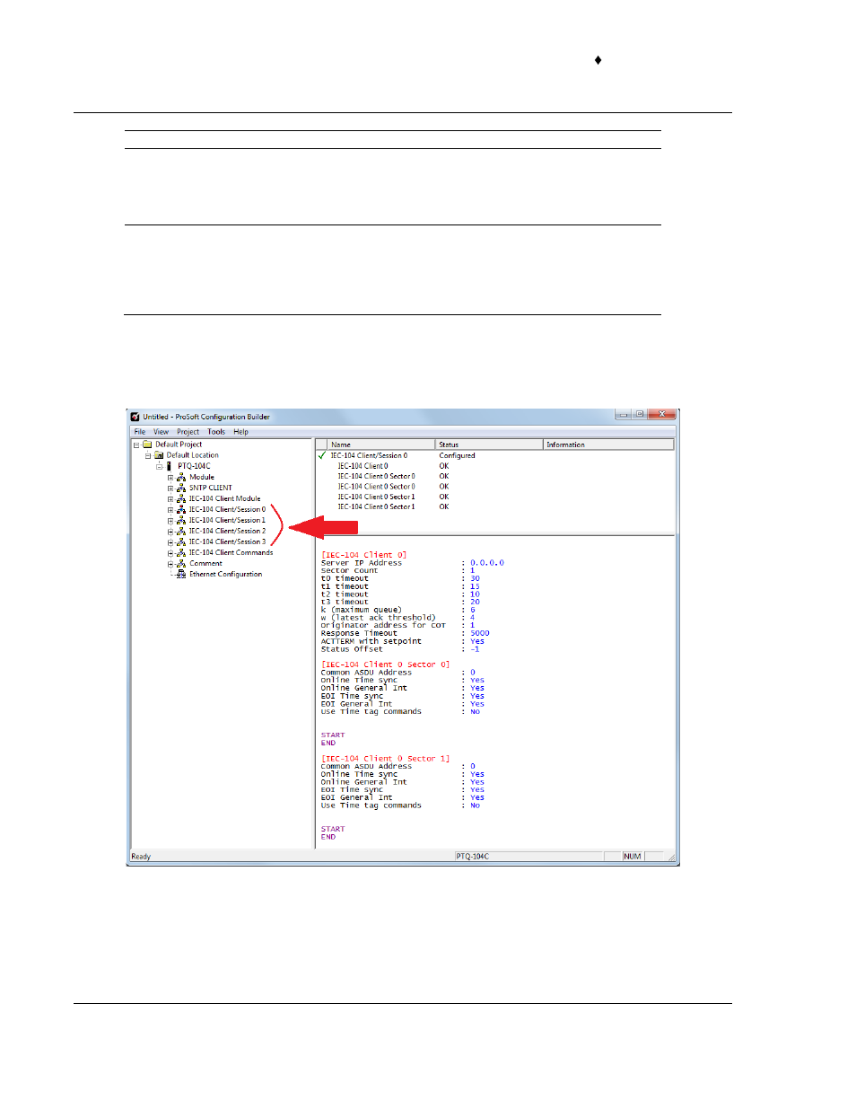 6 [iec-104 client/session x, Iec-104 client/session x | ProSoft Technology PTQ-104C User Manual | Page 62 / 136