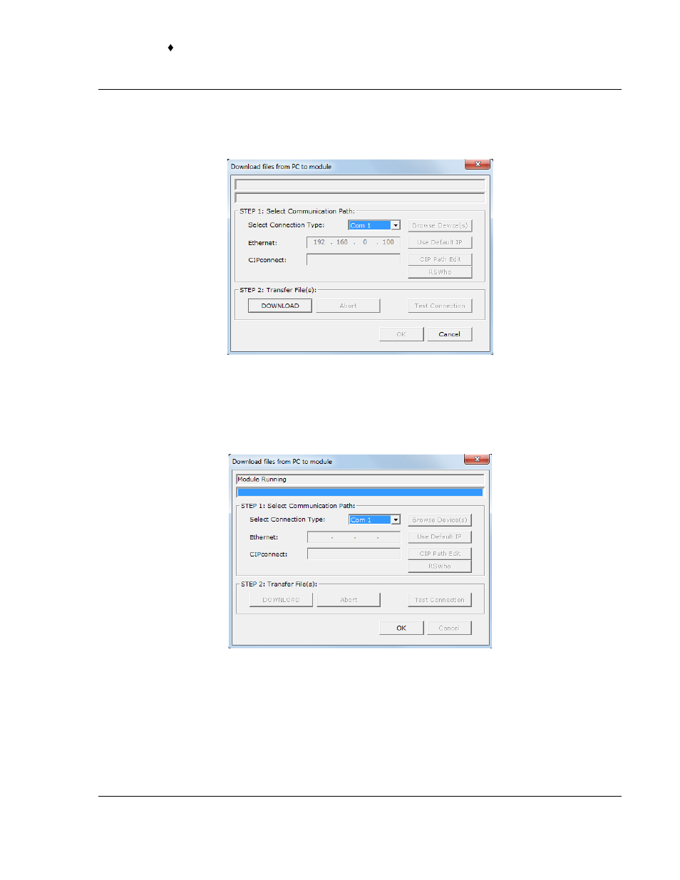 2 downloading the project via ethernet connection, Downloading the project via ethernet connection | ProSoft Technology PTQ-104C User Manual | Page 77 / 136