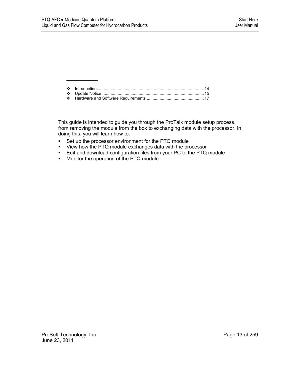 1 start here | ProSoft Technology PTQ-AFC User Manual | Page 13 / 259