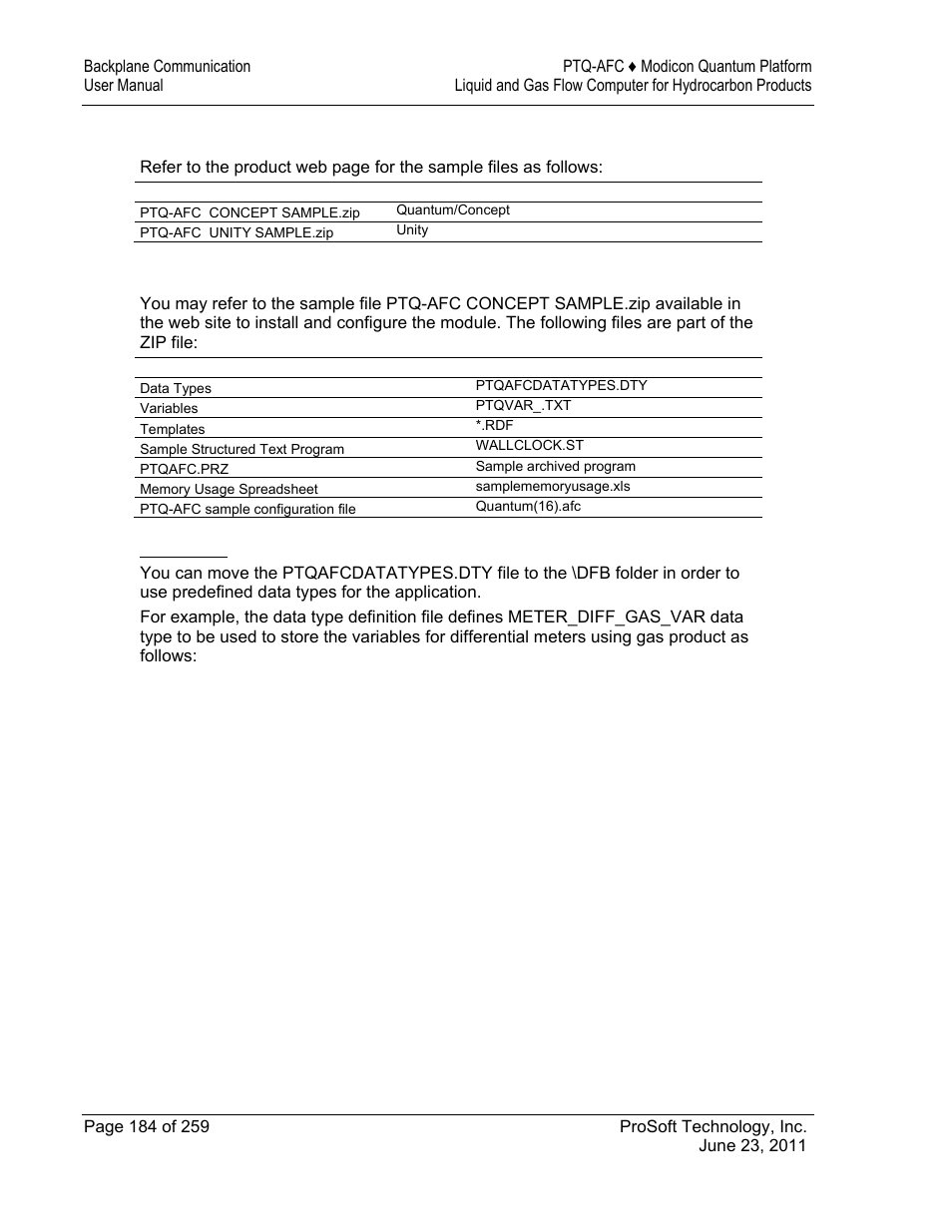 ProSoft Technology PTQ-AFC User Manual | Page 184 / 259