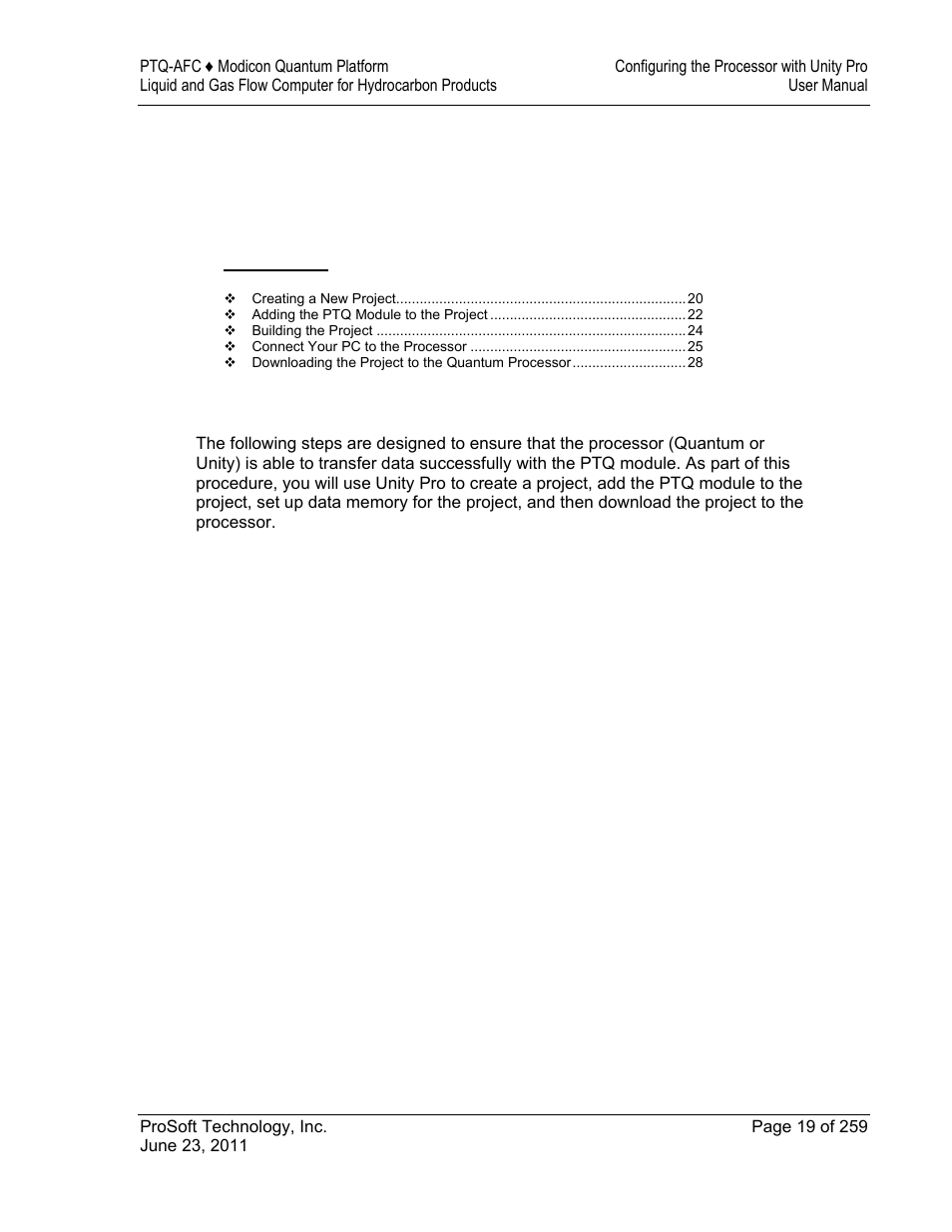 2configuring the processor with unity pro | ProSoft Technology PTQ-AFC User Manual | Page 19 / 259