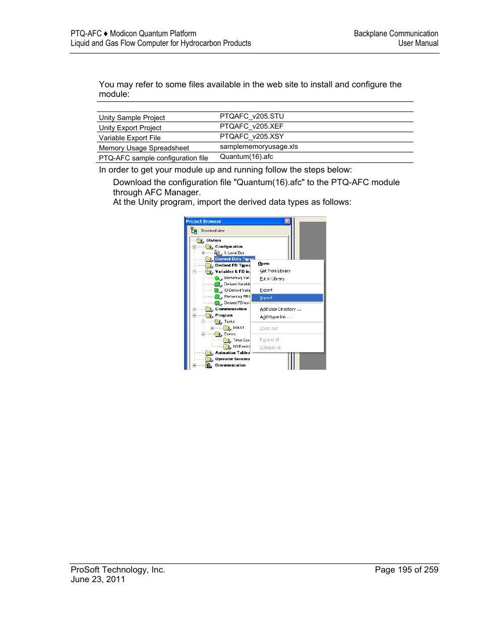 ProSoft Technology PTQ-AFC User Manual | Page 195 / 259