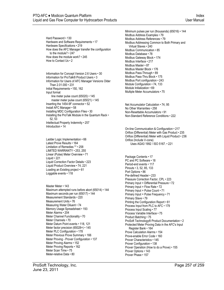 ProSoft Technology PTQ-AFC User Manual | Page 257 / 259