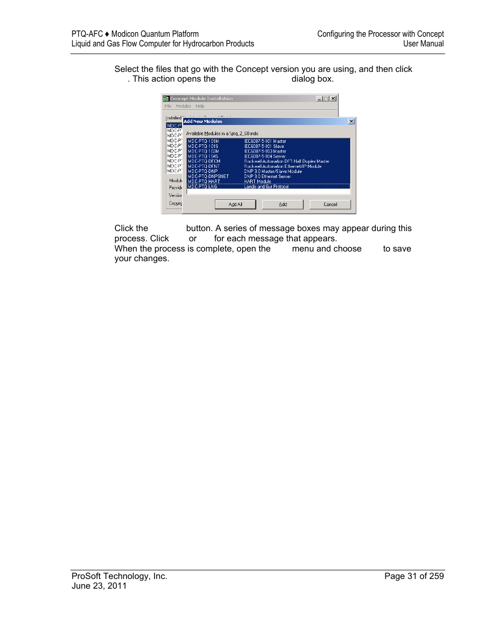 ProSoft Technology PTQ-AFC User Manual | Page 31 / 259