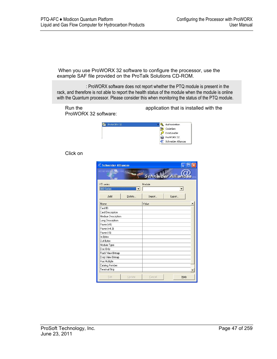 4configuring the processor with proworx | ProSoft Technology PTQ-AFC User Manual | Page 47 / 259