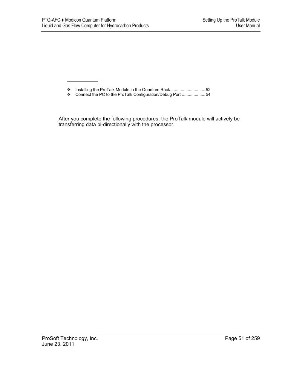 5setting up the protalk module | ProSoft Technology PTQ-AFC User Manual | Page 51 / 259