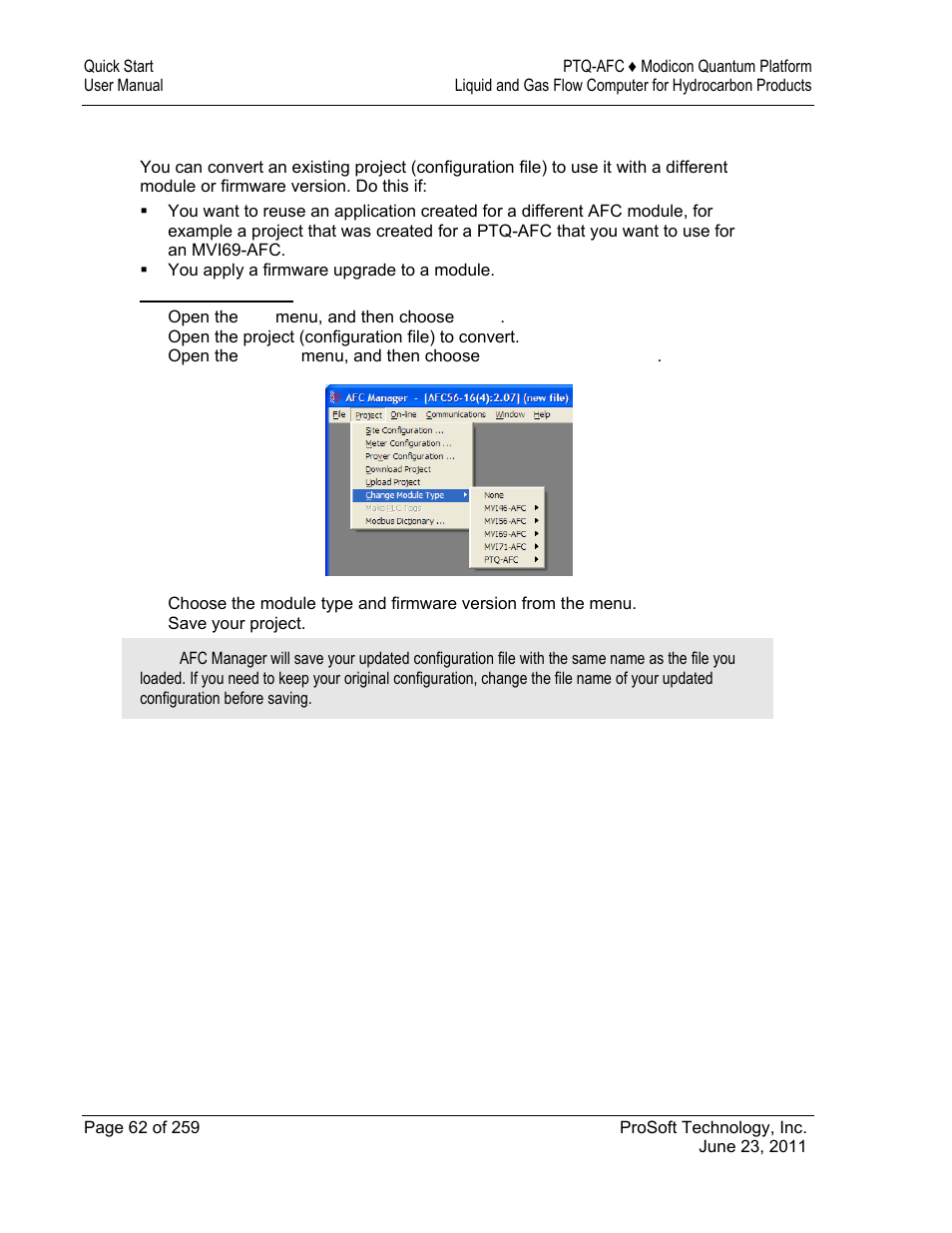 ProSoft Technology PTQ-AFC User Manual | Page 62 / 259