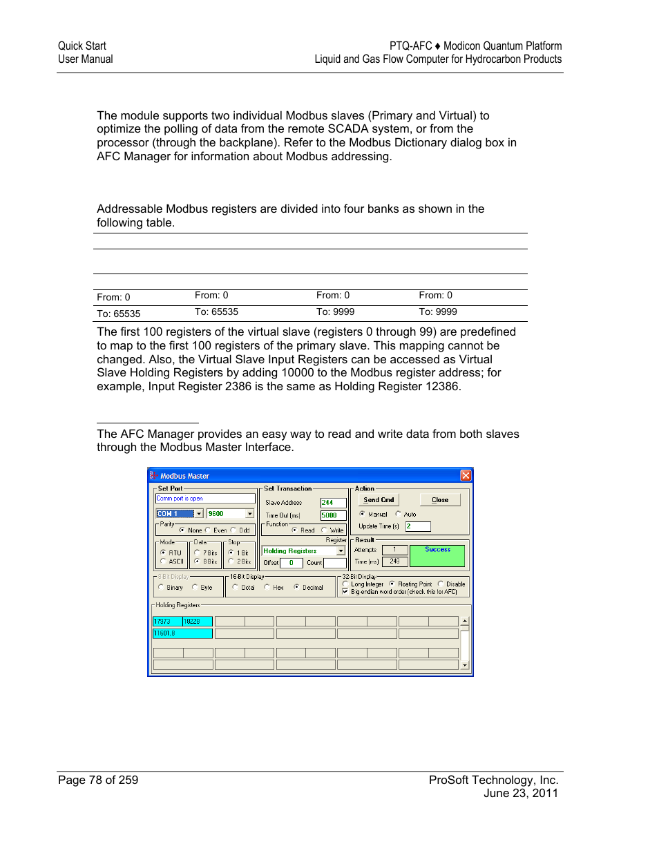 ProSoft Technology PTQ-AFC User Manual | Page 78 / 259