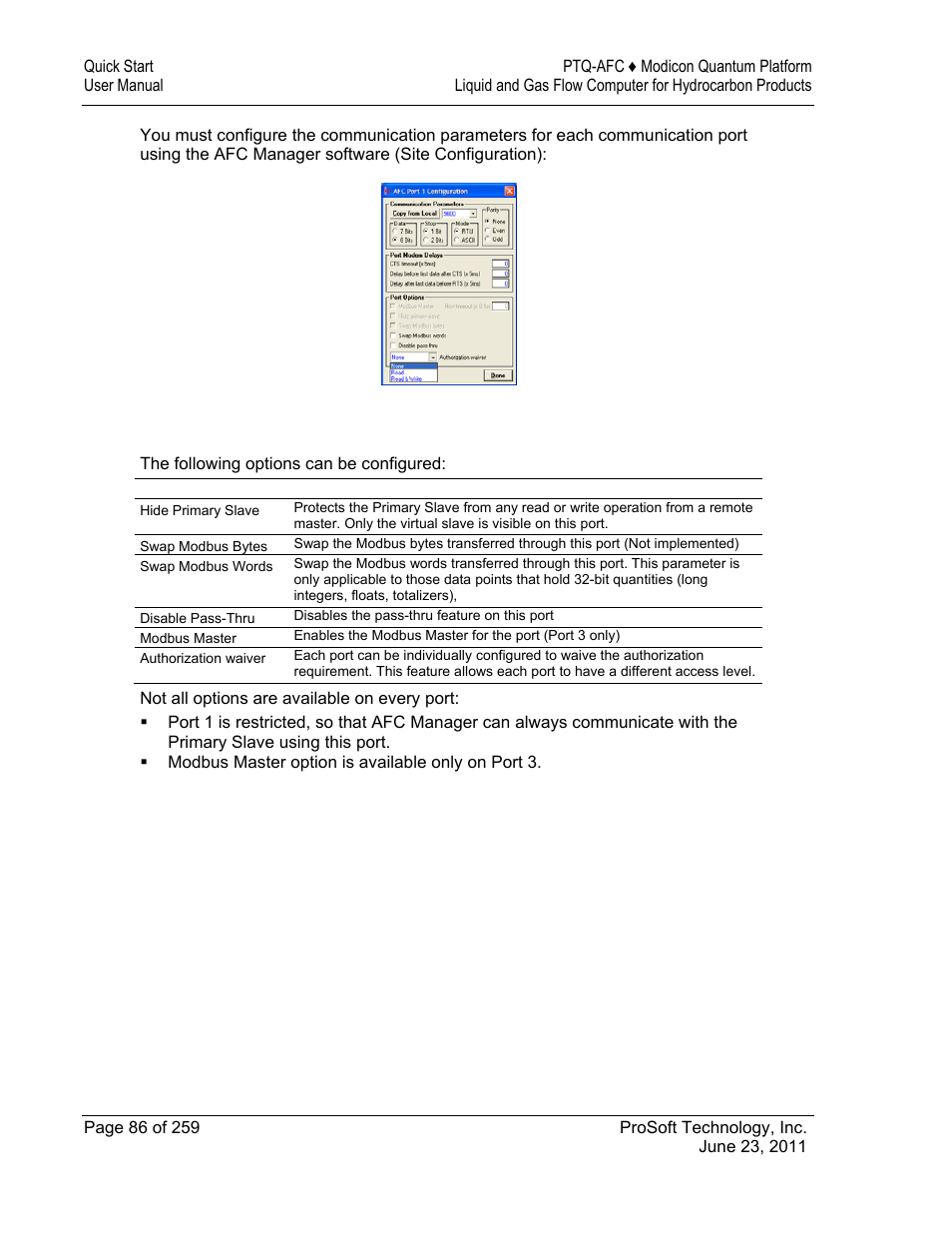 ProSoft Technology PTQ-AFC User Manual | Page 86 / 259