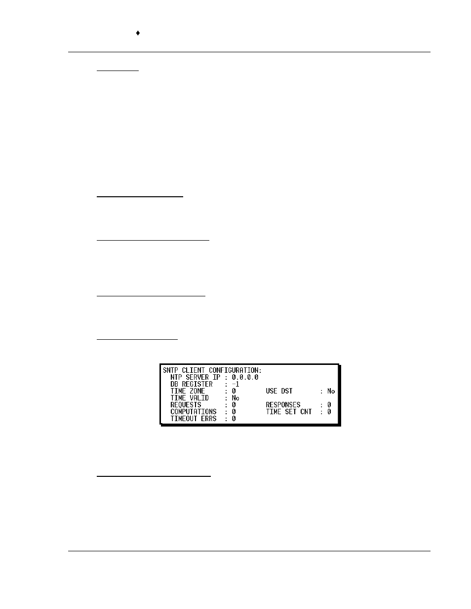 Keystrokes, Redisplaying the menu, Viewing module configuration | Opening the database menu, Viewing sntp status, Sending the configuration file | ProSoft Technology PTQ-104S User Manual | Page 115 / 201
