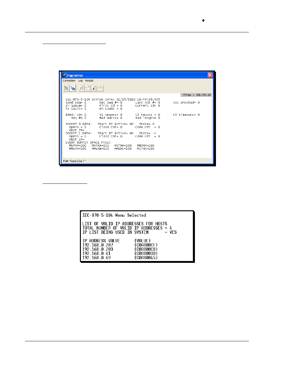 Iec-870-5-104 status data, Lists of valid hosts | ProSoft Technology PTQ-104S User Manual | Page 118 / 201