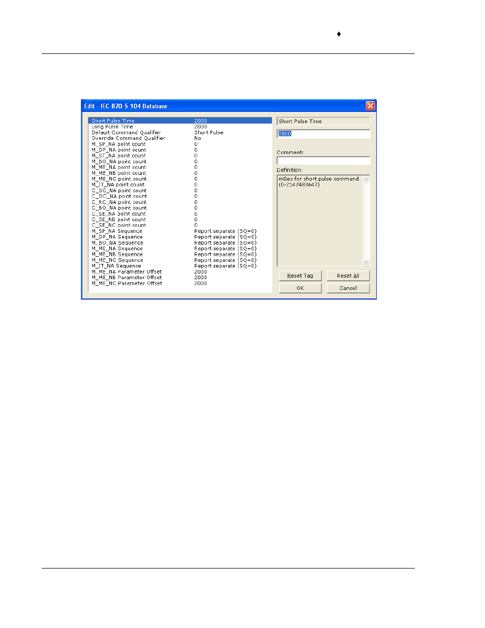 8 [iec-870-5-104 database, 1 short pulse time, 2 long pulse time | Iec-870-5-104 database | ProSoft Technology PTQ-104S User Manual | Page 88 / 201