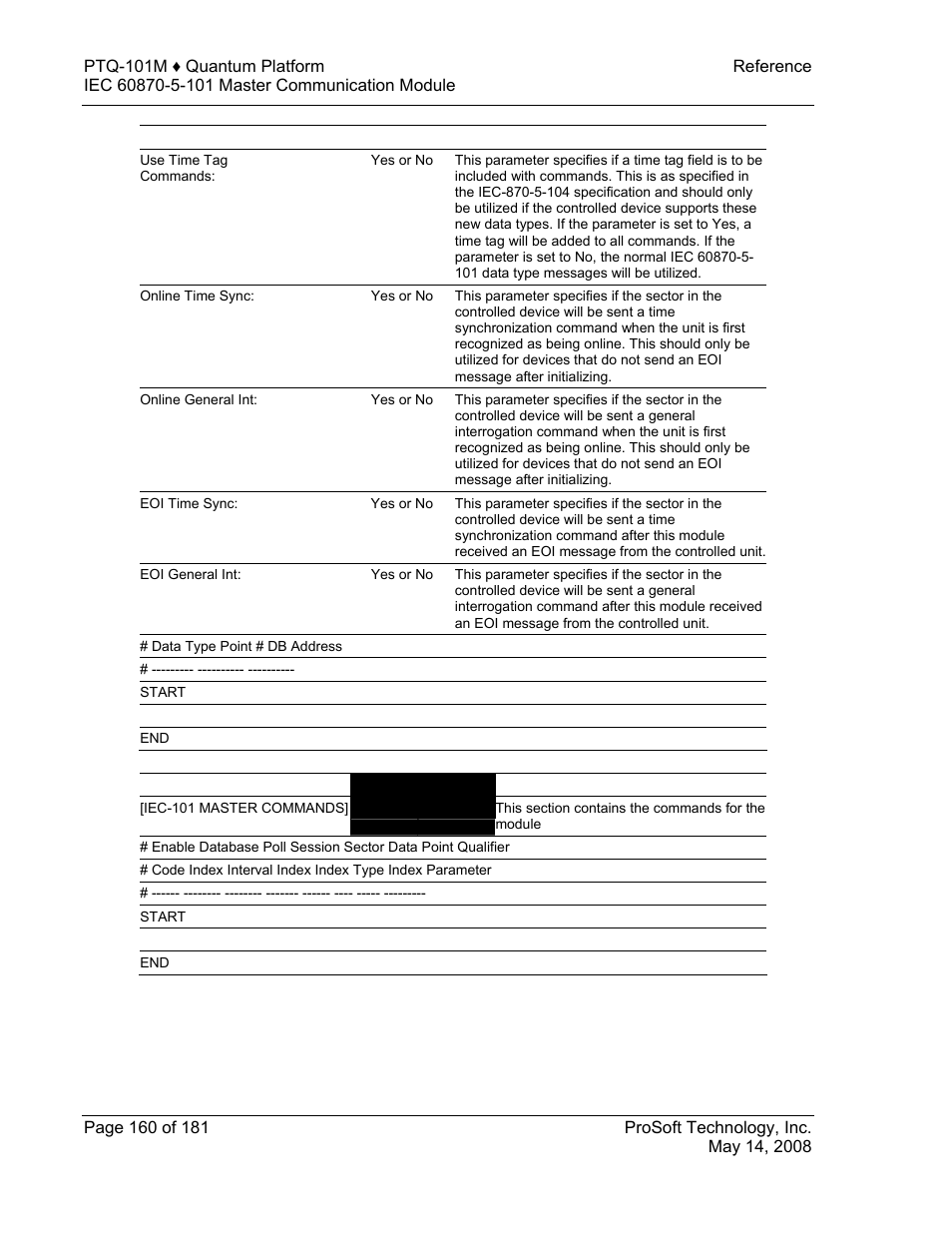 ProSoft Technology PTQ-101M User Manual | Page 160 / 181