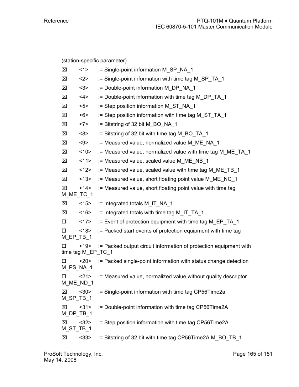 ProSoft Technology PTQ-101M User Manual | Page 165 / 181