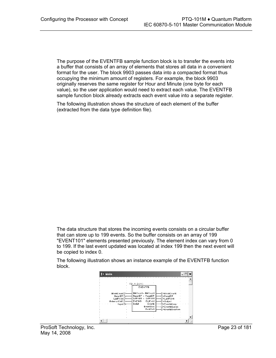 Eventfb function block overview | ProSoft Technology PTQ-101M User Manual | Page 23 / 181