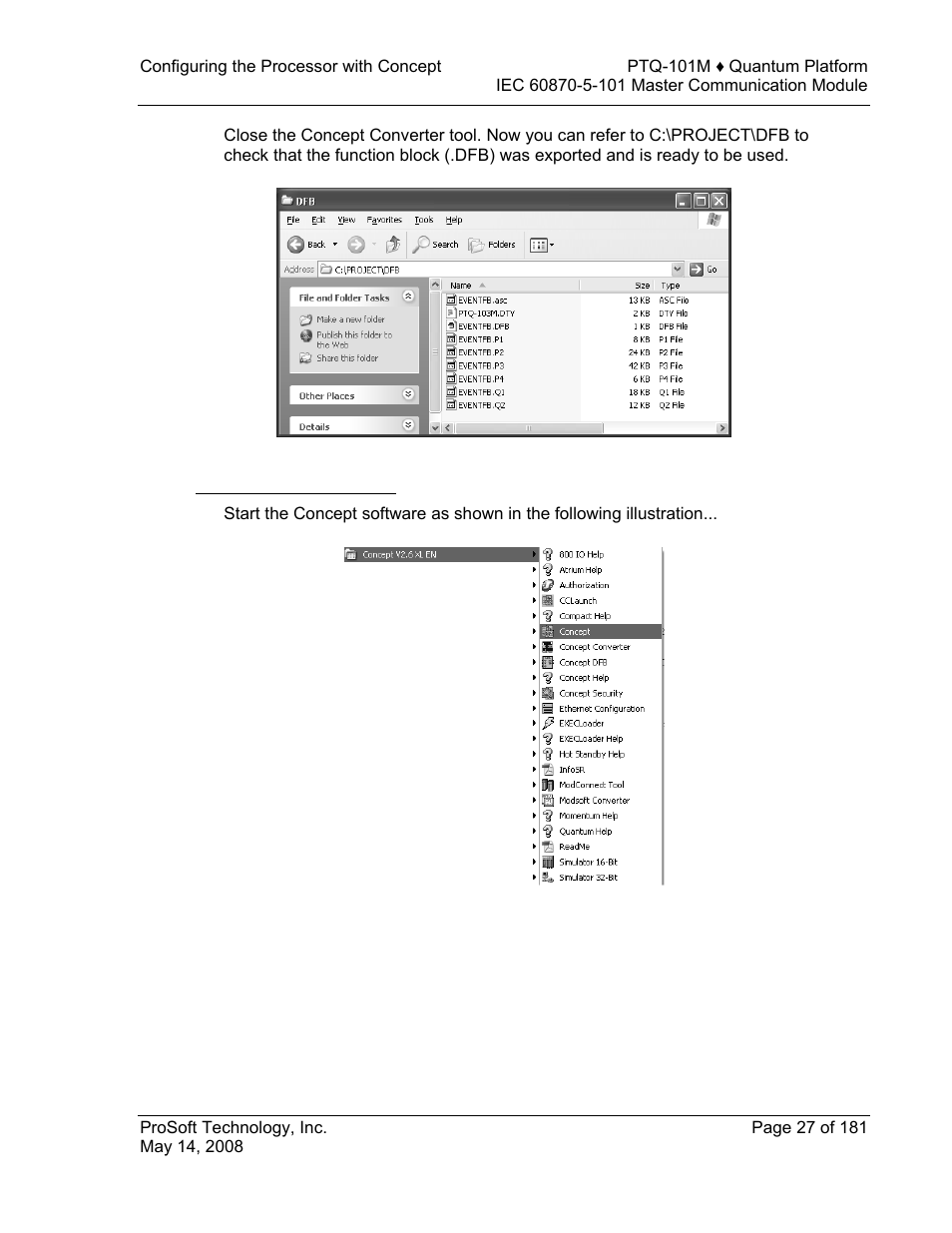 Setup the concept project | ProSoft Technology PTQ-101M User Manual | Page 27 / 181