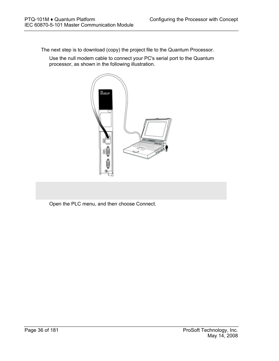 Download the project to the processor, Download, Project | To the processor | ProSoft Technology PTQ-101M User Manual | Page 36 / 181