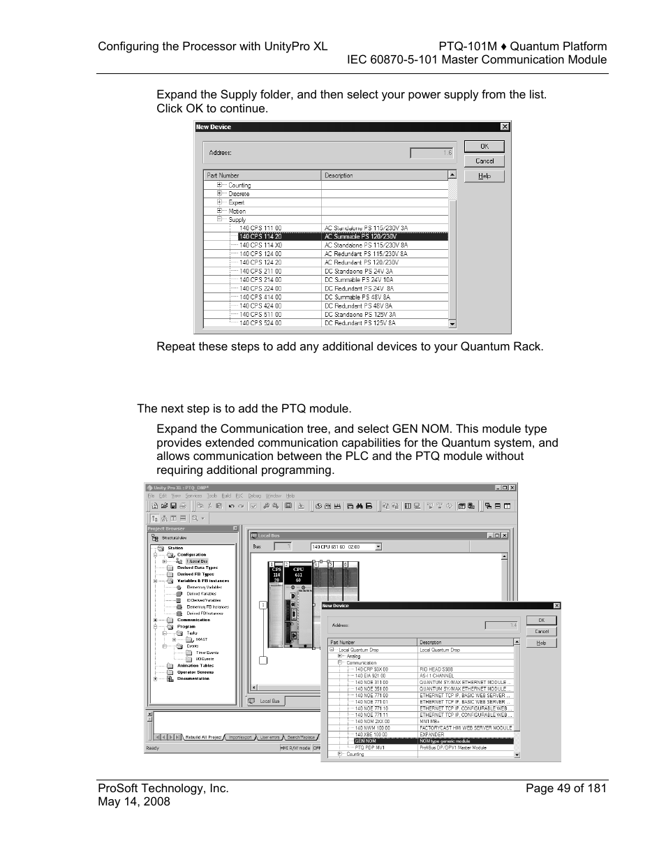 Add the ptq module to the project | ProSoft Technology PTQ-101M User Manual | Page 49 / 181