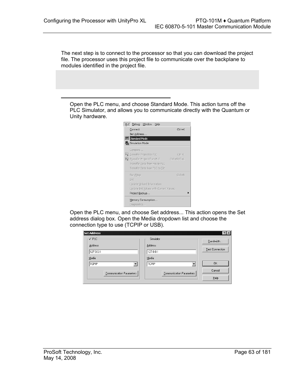 Connect your pc to the processor | ProSoft Technology PTQ-101M User Manual | Page 63 / 181