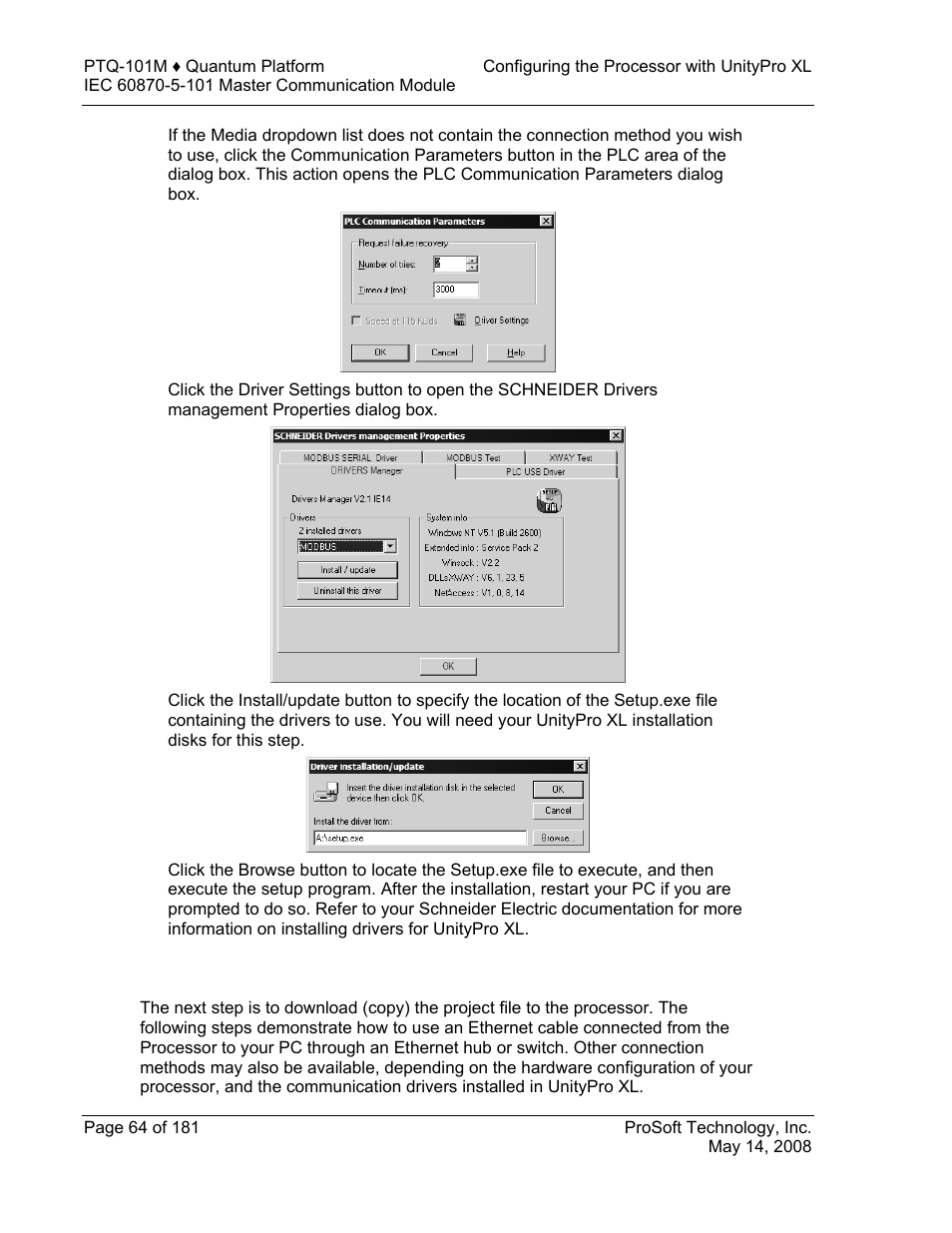 Connecting to the processor with tcpip | ProSoft Technology PTQ-101M User Manual | Page 64 / 181