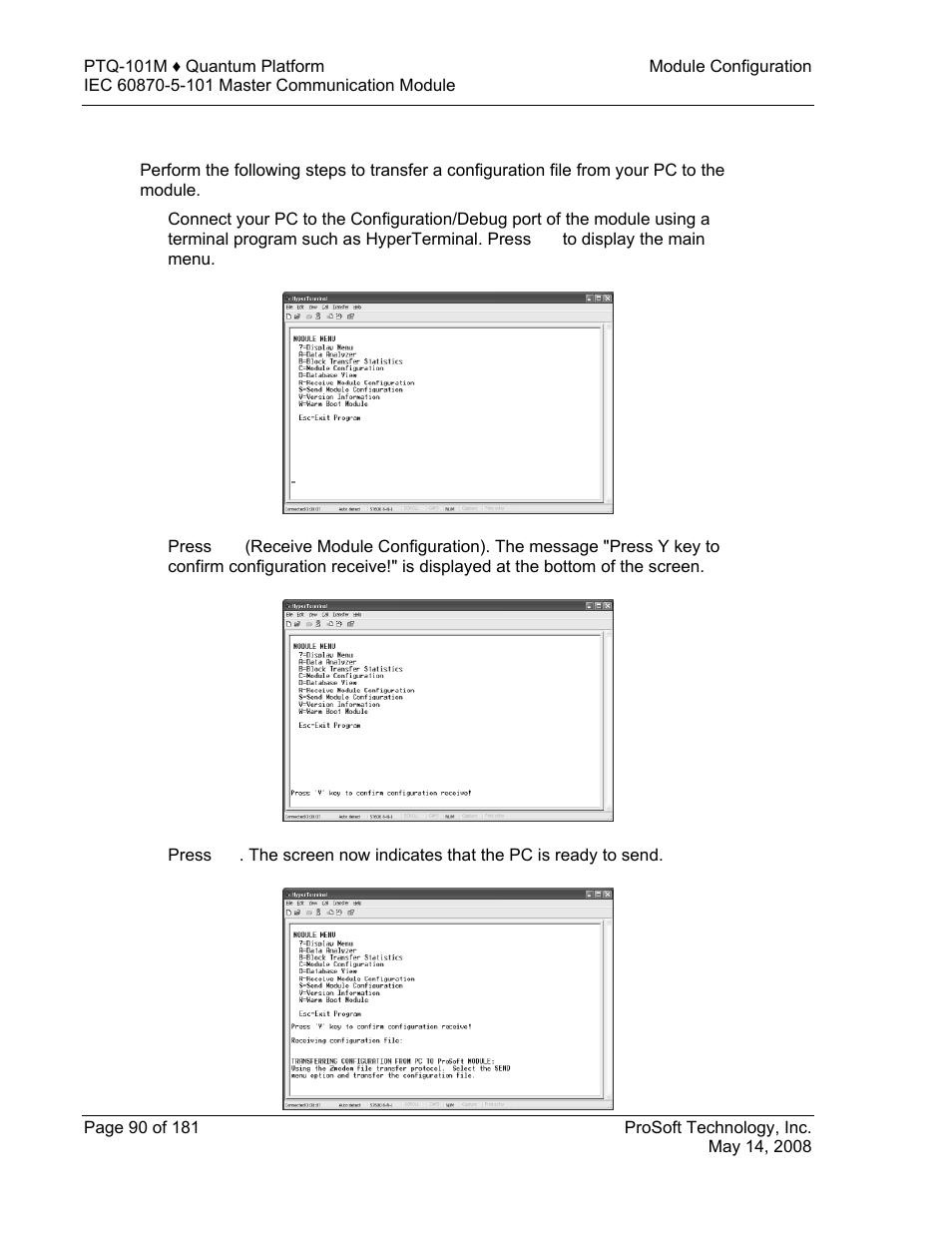 Transferring the configuration file to the module | ProSoft Technology PTQ-101M User Manual | Page 90 / 181